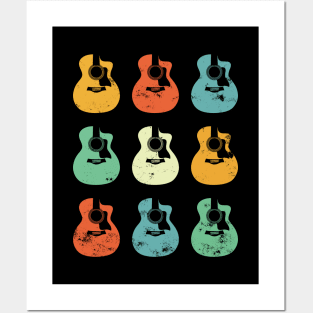 Acoustic Guitar Bodies Retro Theme Posters and Art